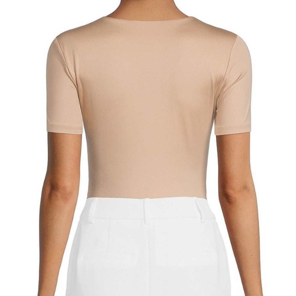 Gianni Bini Short Sleeve, Crew Neck, tan,brown, Bodysuit,Top,Large - Picture 7 of 12